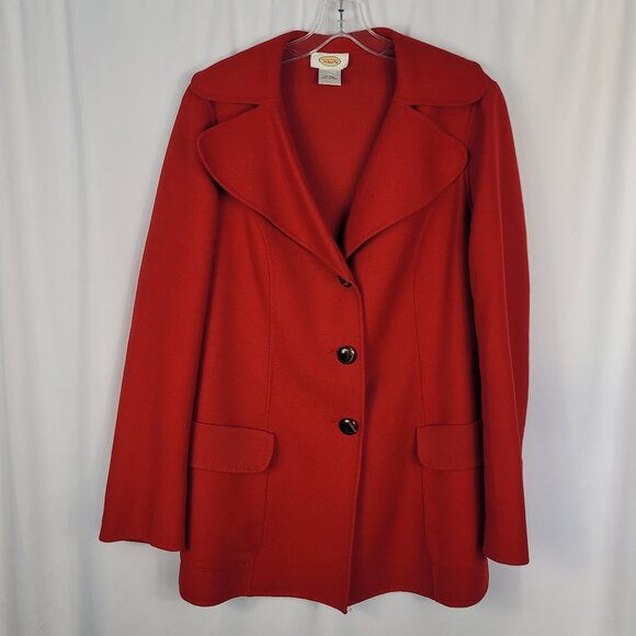 Vintage Talbots Wool Blazer Jacket Size 10 Red Single-Breasted Pockets - Picture 1 of 14